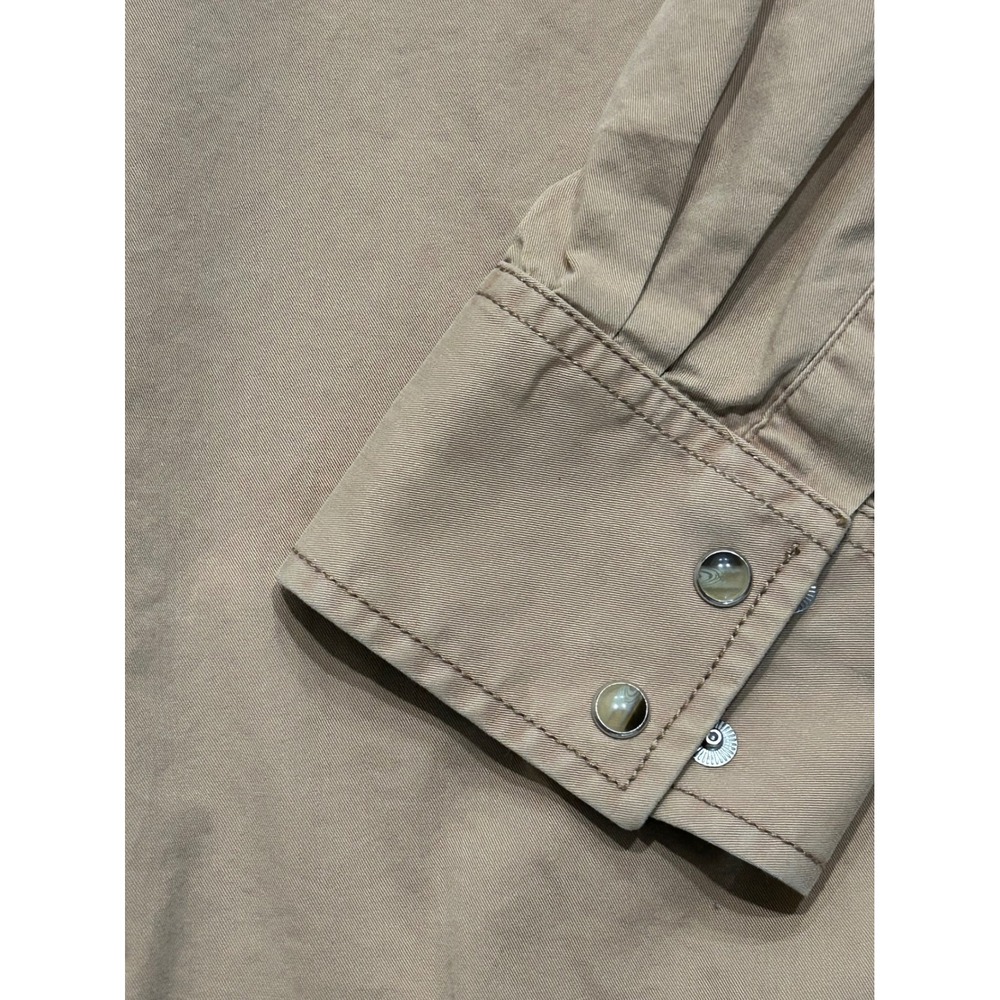 Country western cowboy casual Fall Beige light brown button down - Picture 3 of 5